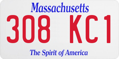 MA license plate 308KC1