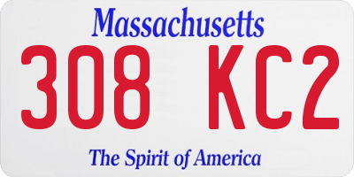MA license plate 308KC2