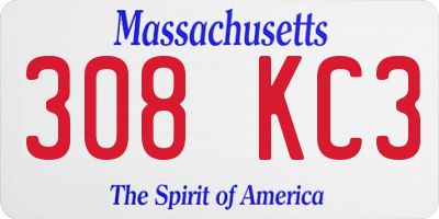 MA license plate 308KC3