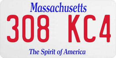 MA license plate 308KC4