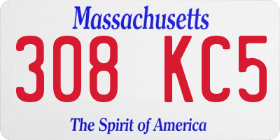 MA license plate 308KC5