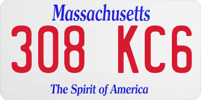 MA license plate 308KC6