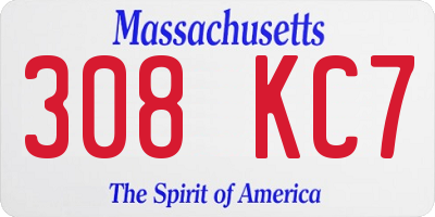 MA license plate 308KC7