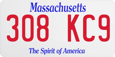 MA license plate 308KC9