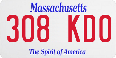 MA license plate 308KD0