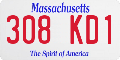 MA license plate 308KD1