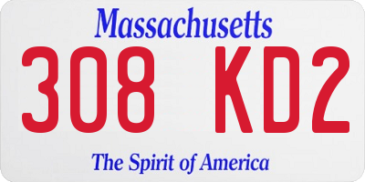 MA license plate 308KD2