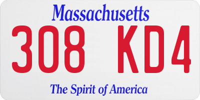 MA license plate 308KD4