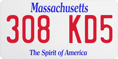 MA license plate 308KD5