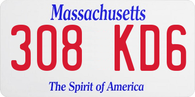 MA license plate 308KD6
