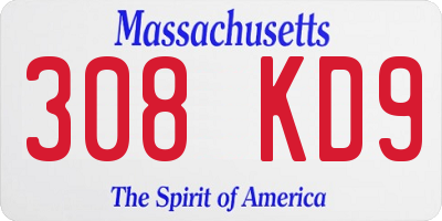 MA license plate 308KD9