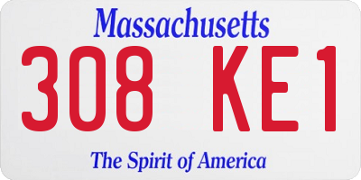 MA license plate 308KE1