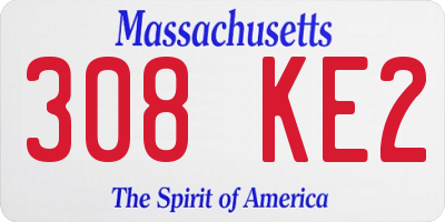 MA license plate 308KE2