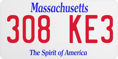 MA license plate 308KE3