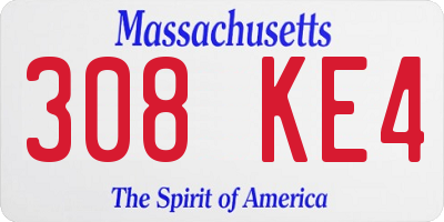 MA license plate 308KE4