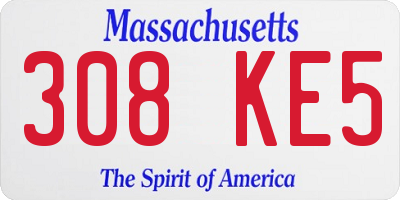 MA license plate 308KE5