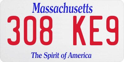 MA license plate 308KE9
