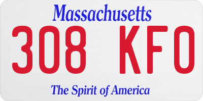 MA license plate 308KF0