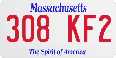 MA license plate 308KF2