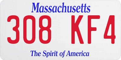 MA license plate 308KF4