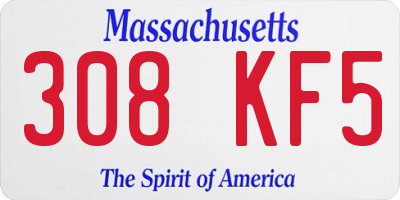 MA license plate 308KF5