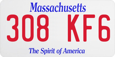 MA license plate 308KF6