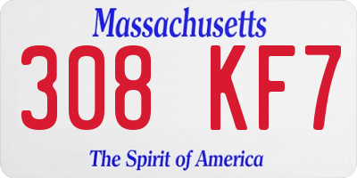MA license plate 308KF7