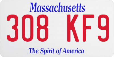 MA license plate 308KF9