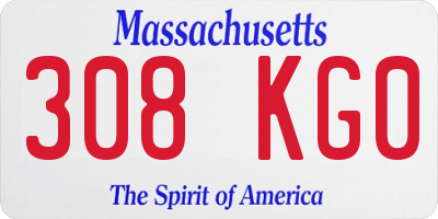MA license plate 308KG0