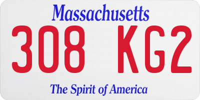 MA license plate 308KG2