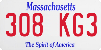 MA license plate 308KG3