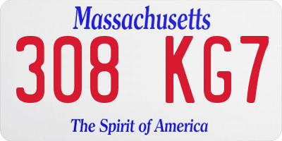 MA license plate 308KG7