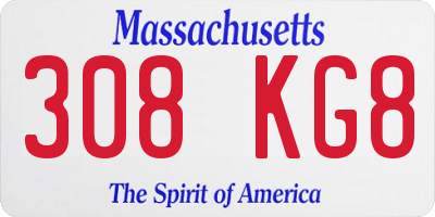 MA license plate 308KG8