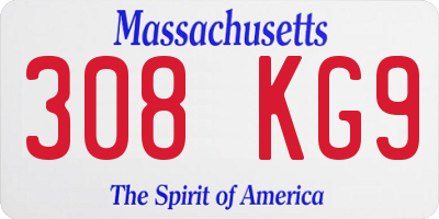 MA license plate 308KG9