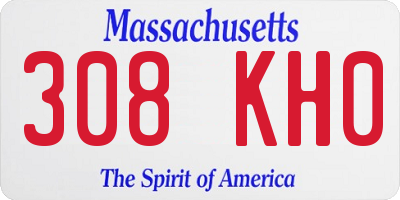 MA license plate 308KH0