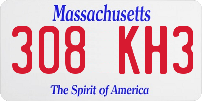 MA license plate 308KH3