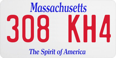 MA license plate 308KH4