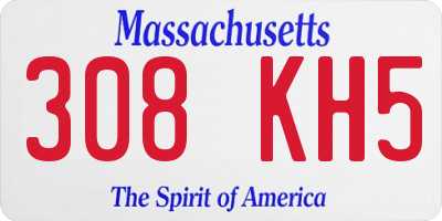 MA license plate 308KH5