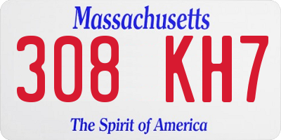 MA license plate 308KH7