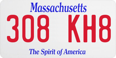 MA license plate 308KH8