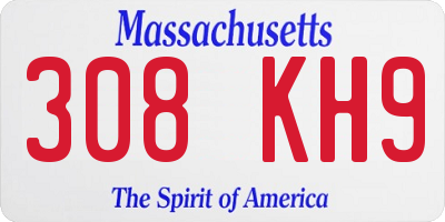 MA license plate 308KH9