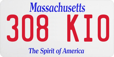 MA license plate 308KI0