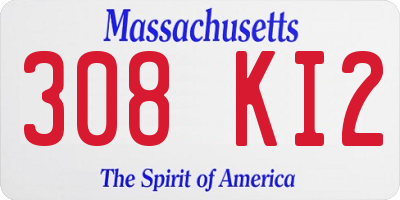 MA license plate 308KI2