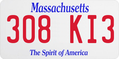 MA license plate 308KI3
