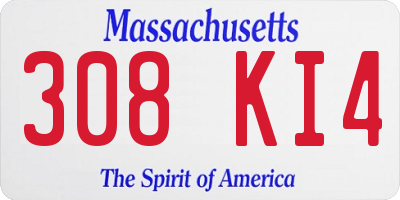 MA license plate 308KI4