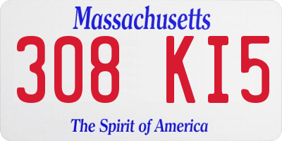 MA license plate 308KI5