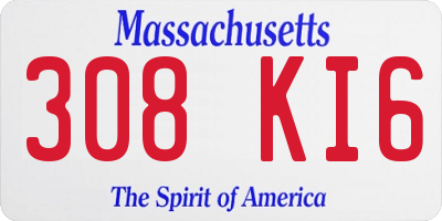 MA license plate 308KI6