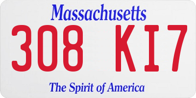 MA license plate 308KI7