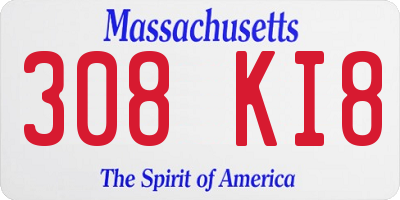 MA license plate 308KI8