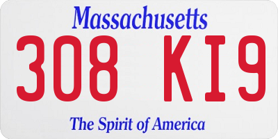 MA license plate 308KI9